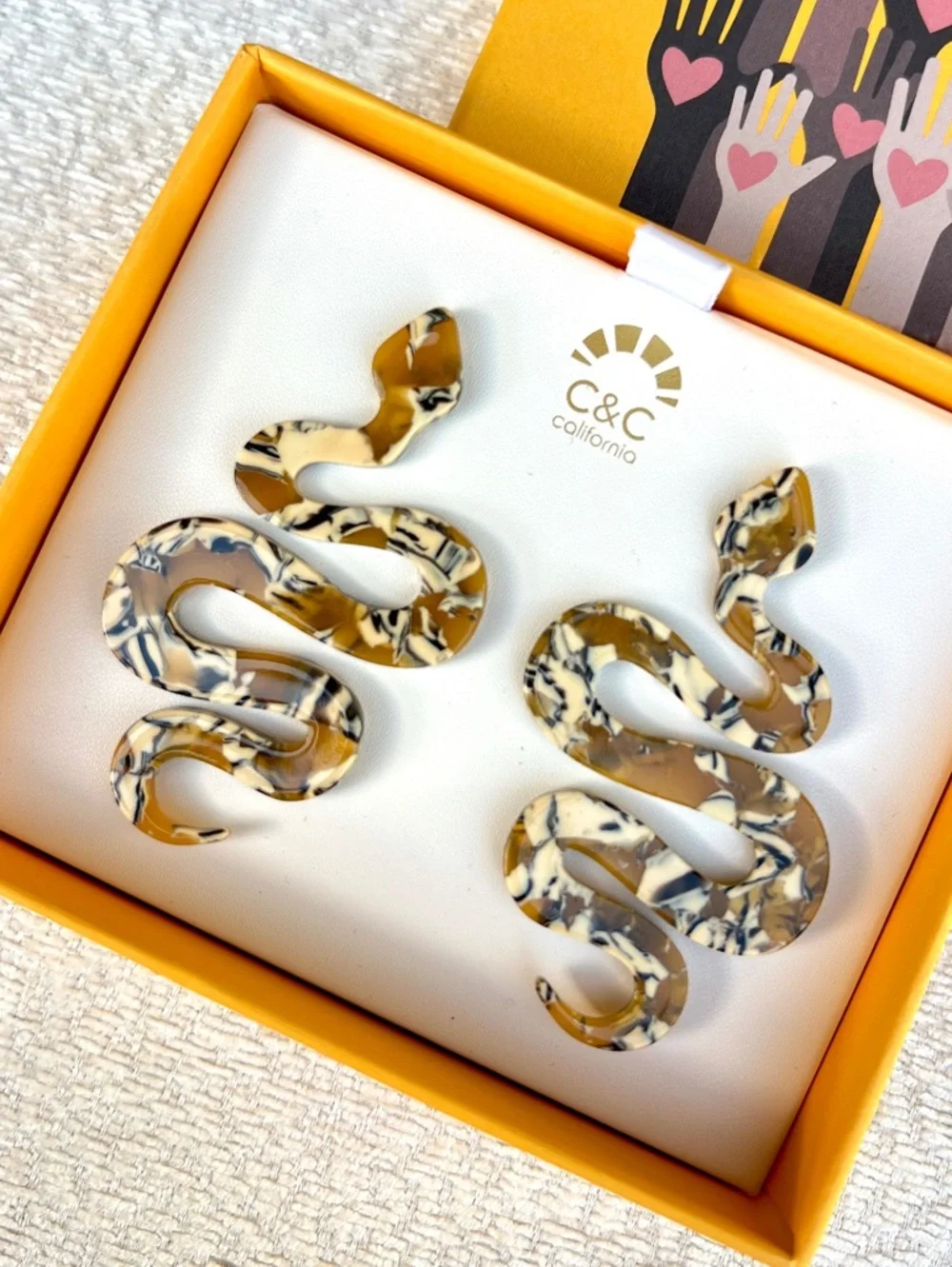 C&C California Snake acrylic earrings . - Picture 4 of 8